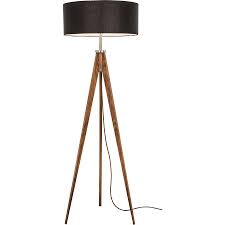 Stehlampe Shannon Holz Stoff Nussbaum Schwarz H 170 Cm Lumimart