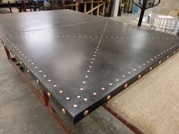 191 Zinc Table Top Dark Patina Copper Studs Zinc Table Zinc Dining Tables Zinc Table Top