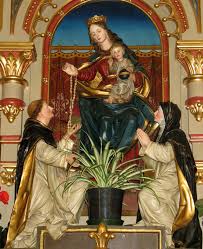 The Virgin Mary Giving The Rosary To St Dominic And St Catherine Of Siena Rosary Madonna By The Tyrolean Sculptor Franz Holy Rosary Rosary Catholic Crafts