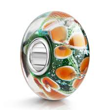 Check spelling or type a new query. Murano Glas Bead Blumen Grun Orange Bluten Silber Hulse Materia Schmuck