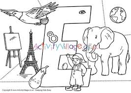 Bold bossy abc coloring for kids learning. I Spy Alphabet Colouring Page E