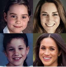 Kate Middleton, Princess Diana, and Meghan Markle as children and adults.