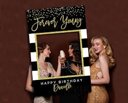 Birthday Decoration for Women 50th 60th 70th Birthday Photo Booth Frame  Birthday Party Decoration Selfie Frame Black Gold