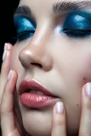 Young Woman with Perfect Skin and Blue-green Smoky Eyes Eye Shad Stock  Image