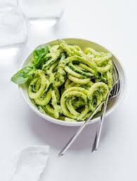 Zucchini Pasta With Creamy Avocado Pesto Recipe Vegetarian Recipes Easy Dinner Vegetarian Recipes Dinner Zucchini Pasta