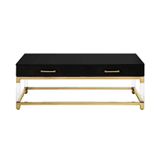 Tangkula glass coffee table, 42.5 l × 20 w ×14 h, acrylic coffee table, clear tempered glass coffee table, international occasion tea table, waterfall table with rounded edges (clear glass) 4.8 out of 5 stars. Posh Briar 2 Drawer Metal Coffee Table With Acrylic Legs In Black Gold Ct159 09bk Cx
