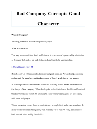 For decades, the united states and the soviet union engaged in a fierce competition for superiority in space. Bad Company Corrupts Good Character 1 Pdf Paul The Apostle First Epistle To The Corinthians