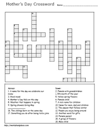 Check spelling or type a new query. Mother S Day Crossword Puzzle Worksheets