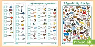 Arts and crafts shop now. I Spy With My Little Eye Worksheet K 2 Teaching Resources