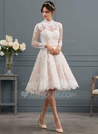 5 out of 5 stars. Us 233 00 A Line Illusion Knee Length Lace Wedding Dress Jj S House Tea Length Wedding Dresses Lace Short Wedding Dress Wedding Dresses Lace