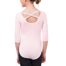 danskin now girls 3 4 sleeve premium dance leotard with strappy back