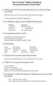 Tips To Avoid Telling Writing In Personal Narratives And Fiction Writing Tips Writing Writing Words