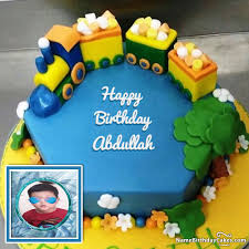 Cute Birthday Cake For Baby Boy 1 Year With Name The Name Abdullah Is Generated On Happy Birthday Images Download Or Share With Your Friends Happy Birthday Cakes Popular Birthdays Beautiful Birthday Cakes