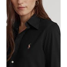 Women ralph lauren casual shirt knit oxford cotton m mia977. Polo Ralph Lauren Ladies Cotton Knit Oxford Shirt Black