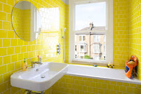 Tile is often the most used material in the bathroom, so choosing the right one is an easy way to kick up your bathroom's style. 75 Beautiful Transitional Yellow Tile Bathroom Pictures Ideas July 2021 Houzz