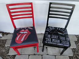 Rolling Stones And Pink Floyd Chairs Reupholstered In Classic Reproduction Rock Concert Tee Shirts Punk Room Rock Bedroom Rock Room
