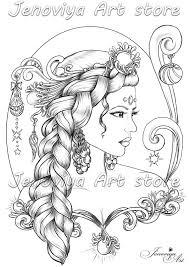 Black and white fairytale illustration two little cute elves lunch in the garden cafe. Coloring Sheet New Year Queen Colouring Page Printable Etsy