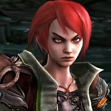 Short Jack Spicer with Tira from Soul Calibur's hair, but red