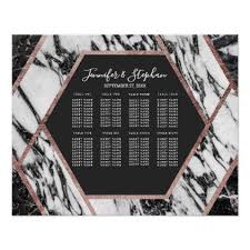 Modern Marble Rose Gold Trim Hexagon Seating Chart Zazzle