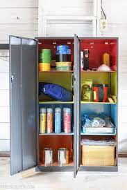 Garage Organization Ideas How To Store Paint Supplies Diy Cabinets Metal Storage Cabinet Metal Storage Cabinets