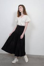 Black Crane Lantan Skirt Black Skirts High Waisted Skirt Black Crane