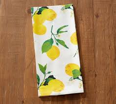 painted lemon tea towel pottery barn