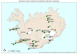 15 tourist maps of iceland: Aviation Colour Code Map Volcanic Eruptions Icelandic Meteorological Office
