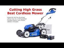 The lawn mower is equipped with a 5ah battery which delivers a runtime of around 30 minutes and the brushless motor delivers sufficient power needed to mow a lawn of around 0.25 to 0.5 acre. Mowing High Grass With My Kobalt 80v Battery Operated Self Propelled Lawn Mower Youtube