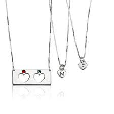 Mom and daughter necklace set, engraved heart puzzle pendant, moon charm necklace set, mom jewelry, daughter graduation gift, silver. Mother Daughter Necklace Set Mother Daughter Jewelry