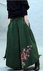 Bohem tarz el işi pantolon etek | Fashion, Green linen pants, Pants for  women