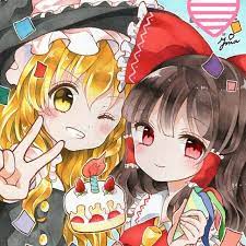 yuma on instagram レイマリ 東方 東方 かわいい 霊夢 イラスト かわいいアニメの女の子