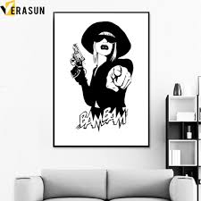 9 gambar grafiti animasi yang lagi ngehits 2019 dp bbm. Hitam Putih Kartun Keren Pria Wanita Pistol Dinding Seni Lukisan Kanvas Nordic Poster Dan Cetakan Dinding Gambar Untuk Ruang Tamu Dekorasi Painting Calligraphy Aliexpress
