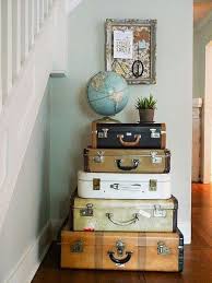 Old luggage from your parents, grandparents, or a thrift store makes for clever and cute storage for paperbacks. 43 Cool Travel Themed Home Decor Ideas To Rock Digsdigs