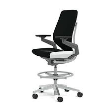 Steelcase Gesture 442 Stool Chair Black Leather Wrapped Back Light On Light Frame Stool Chair Chair Steelcase
