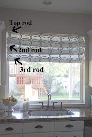 Insulated woven cordless roman shade country curtain pertaining bamboo roman shade review how to. Stenciled Faux Roman Shades Tutorial Kitchen Sneak Peek Kitchen Window Coverings Kitchen Window Dressing Window Coverings Diy