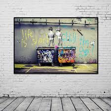 Compre Facil Viva Melhor Aliexpress Com Pintura Em Tela Abstrato Banksy Graffiti Tela Abstrata