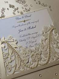 Vintage Pocket Ivory Pearl Wedding Invitation With Pearl Embellishments Hand Made By Craf Pearl Wedding Invitations Lace Invitations Pocket Wedding Invitations