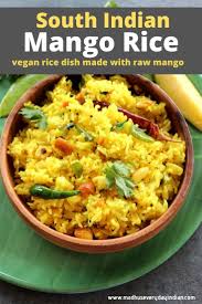 Raw Mango Rice Mamidikaya Pulihora Madhu S Everyday Indian Recipe Indian Rice Recipes Easy Rice Recipes Tasty Vegetarian Recipes