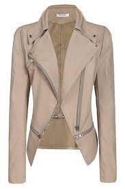 Robot Check Cropped Leather Jacket Beige Leather Jacket Leather Jackets Women