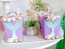 Purple glitter handle favor takeway drive by label. Diy Mermaid Party Favor Containers Fun365