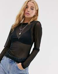 Top noir transparent manches longues. Pull Bear Top Transparent A Manches Longues Noir Asos Pull Bear Asos Top Transparent