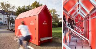 Fahrradparken Mit Feuerverzinktem Stahl Dusseldorfer Fahrradhauschen Architekten Atelier Fritschi Stahl Dusseldorf Fahrrad Fahrradhaus Park