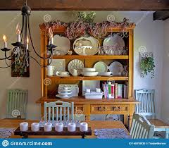 large open oak hutch filled