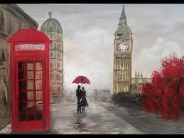 Black And White Easy Landscape Painting For Beginners Learn How To Paint A Simple Black And White Landscape Of The London Skyline With Pops Of Red In Th London Painting Acrylic Painting Tutorials Painting Tutorial