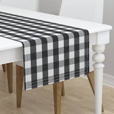 Small Black White Gingham Checked Square Pattern Table Runner Paper Frill Home Decor Square Pattern Table Runners