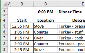 Excel Holiday Dinner Planner