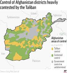 Red indicates a contested district, while black indicates a district under the control of the taliban and its allies. Mapping The Afghan War While Murky Points To Taliban Gains