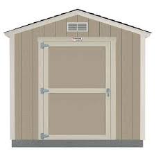 installed tahoe 8 ft x 10 ft x 8 ft 6 in un painted wood storage building shed with shingles and endwall door