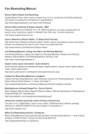At the ceiling, how do i know which wire is for the running winding of the motor, and which wires are for the starting winding with the help of a multimeter? Fan Rewinding Manual Ebooks Free Download Pdf Flip Ebook Pages 1 3 Anyflip Anyflip
