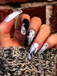 Acrylic Black And White Marble Nails Shany Cosmetics 3d Nail Art Decoration Mini Bottles With Nail Art Tweezer 48 Count Cute Nails Club Luxury Nails Marble Nail Designs Coffin Nails Long